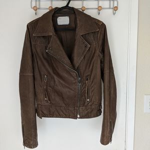 Brown moto leather jacket